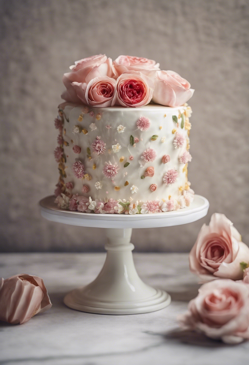 A birthday cake with classic Indie Flower design as the icing. Tapet[32e9c1c6de014035ba41]