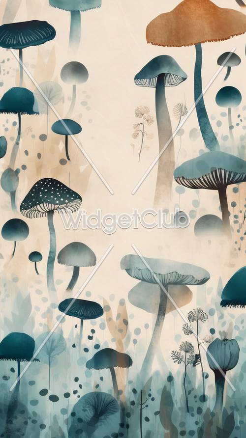 Blue Mushroom Wallpaper [a7416b5fbc18409594c0]