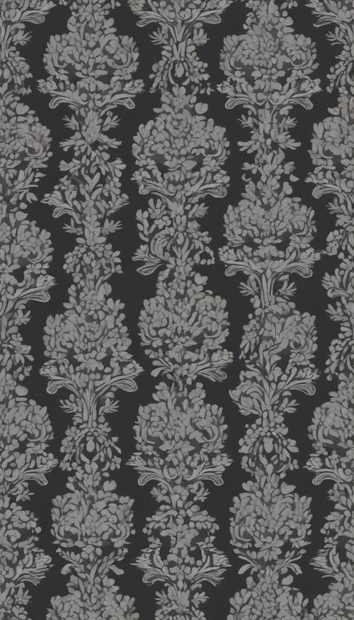 A dark gray damask pattern wallpaper in Victorian style.