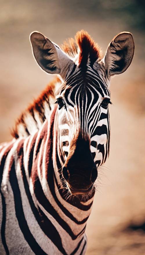 Retrato em close-up de uma zebra vermelha exótica.