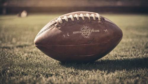 A vintage style photograph of an old American football with scratches and scuffs.