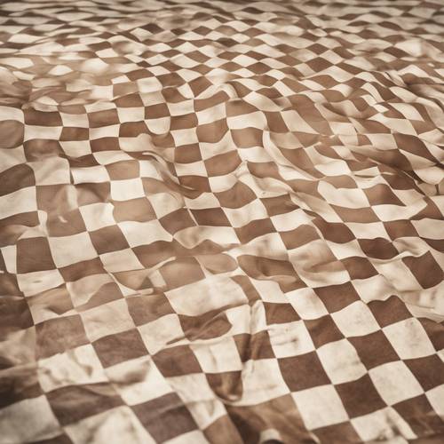 A never-ending design of tan and eggshell white check patterns with weathered, vintage effects. Tapeta [e8085a7bac4842fb9657]