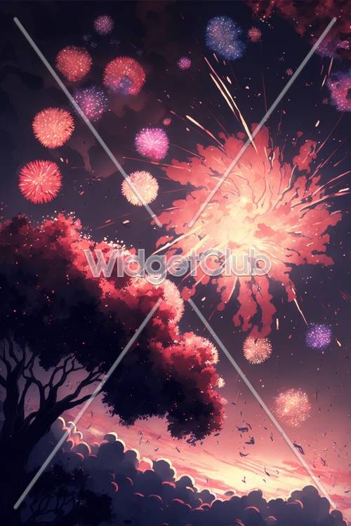 Colorful Fireworks in the Night Sky壁紙[8c34224a75a248c6a0b6]