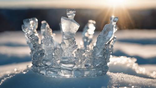 Mahkota yang terbuat dari es, berkilauan di bawah sinar matahari Arktik.