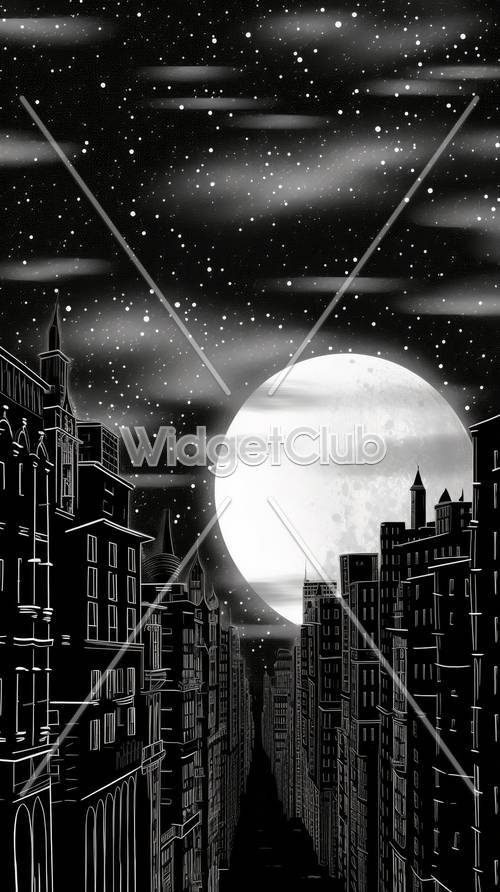 Moonlit Cityscape at Night