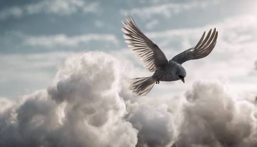 Un uccello argentato vola nel cielo lasciando una scia di fumo bianco.