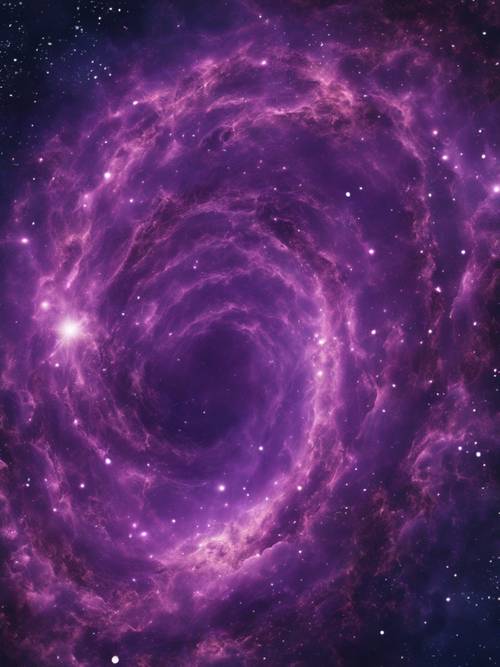 Une tempête spatiale violette tourbillonnant au milieu des corps célestes inconnus.