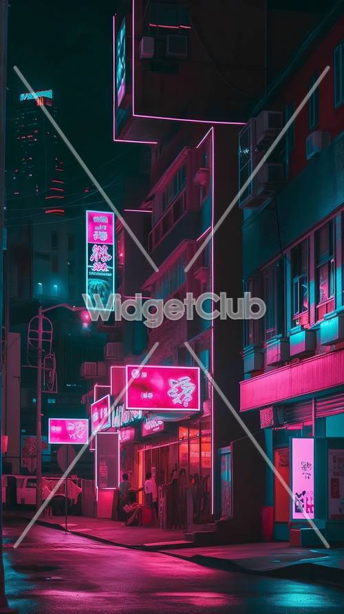 Neon Lights in the City at Night