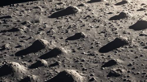 Karmaşık kraterlere sahip ay yüzeyinin büyütülmüş görüntüsü.
