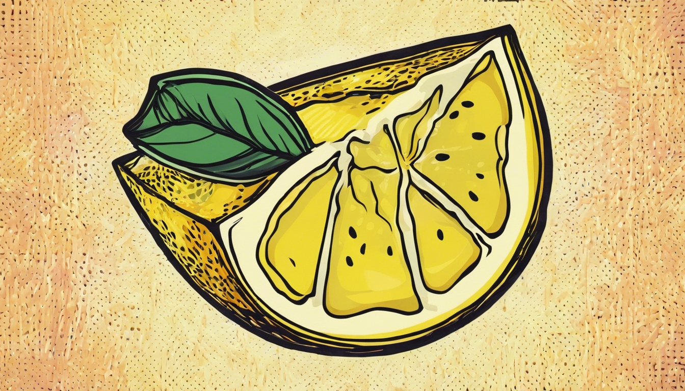 A retro pop art style close-up of a lemon slice. Sfondo[745610b64c3b49888a9c]