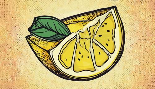 A retro pop art style close-up of a lemon slice.