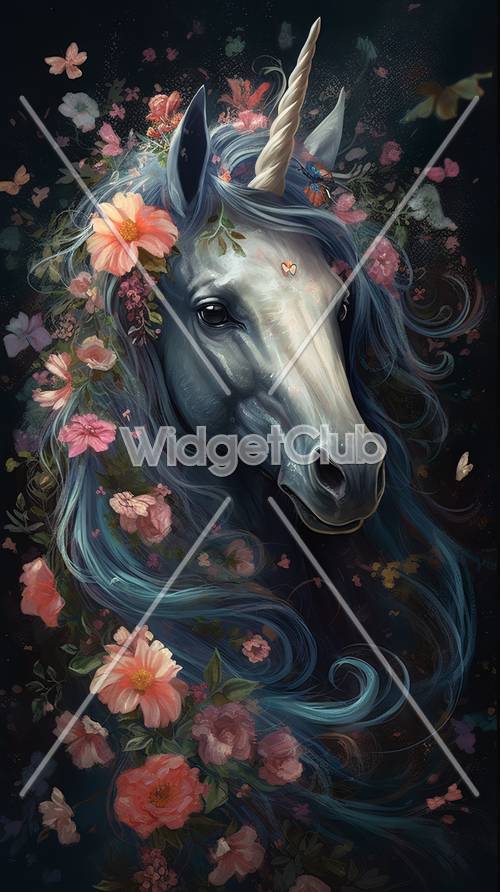 Arte do Cavalo Floral Encantado