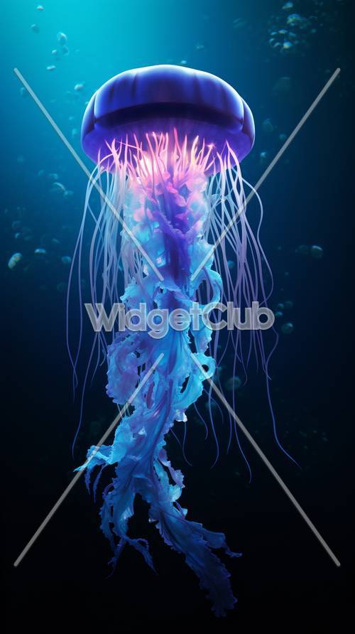 Мистическая подводная сцена с медузами
