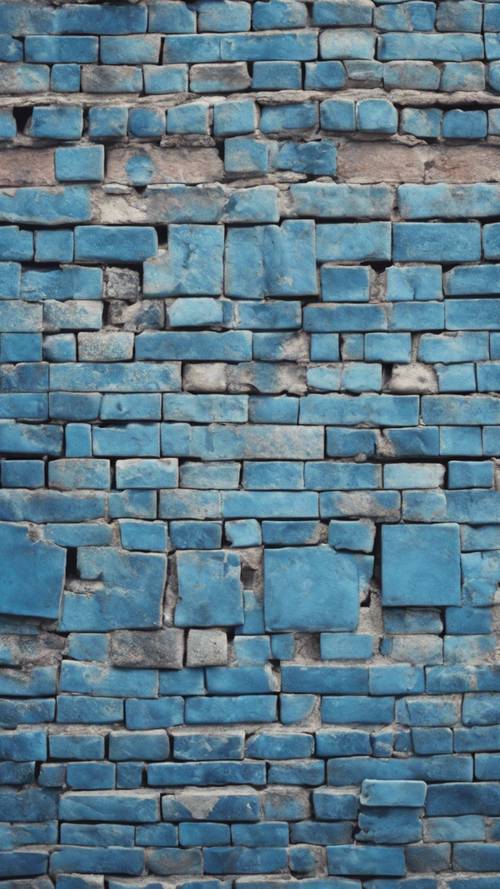 דוגמת לבני קרמיקה כחולה וינטג&#39; שנמצאה בעיירה אירופאית עתיקה.