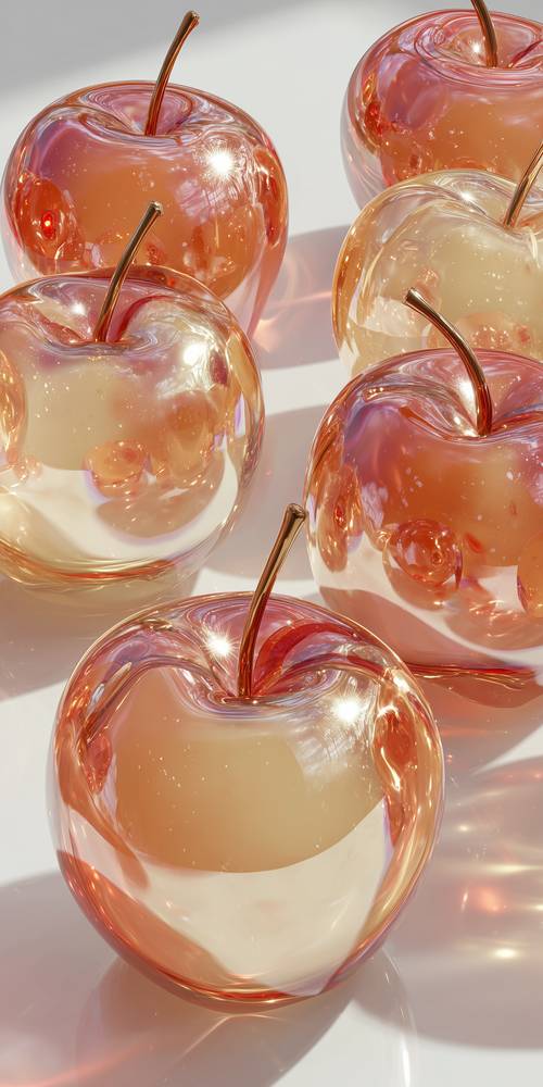 Shiny Glass Apples on a Bright Background Hintergrund [2fc4c10f837d4d159aa1]