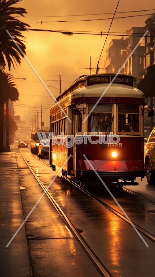 Przejażdżka tramwajem o zachodzie słońca