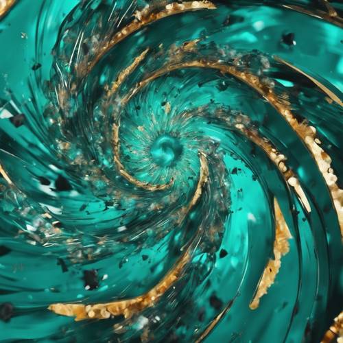 Exploding spiral of vibrant teal in an abstract piece of art. Tapeta [623707e3a7ea4143a475]