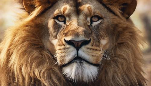 Representação abstrata da energia feroz e majestosa de um leão.