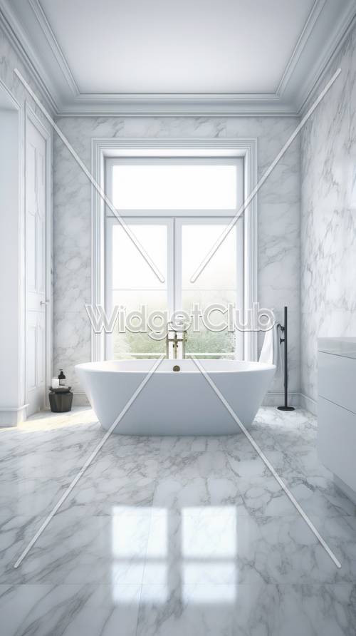 Salle de bain en marbre lumineuse et élégante