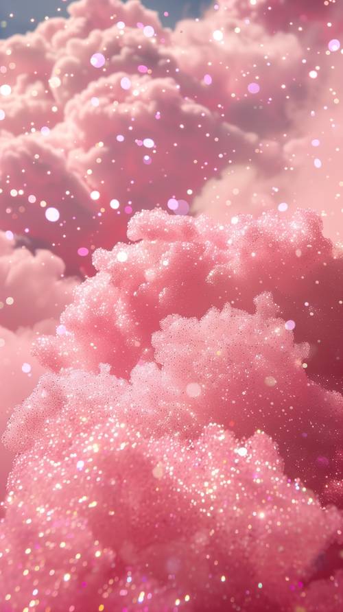 螢幕上閃閃發光的粉紅色雲朵