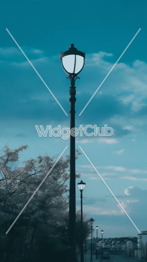 Blue Sky and Lamp Post Scene