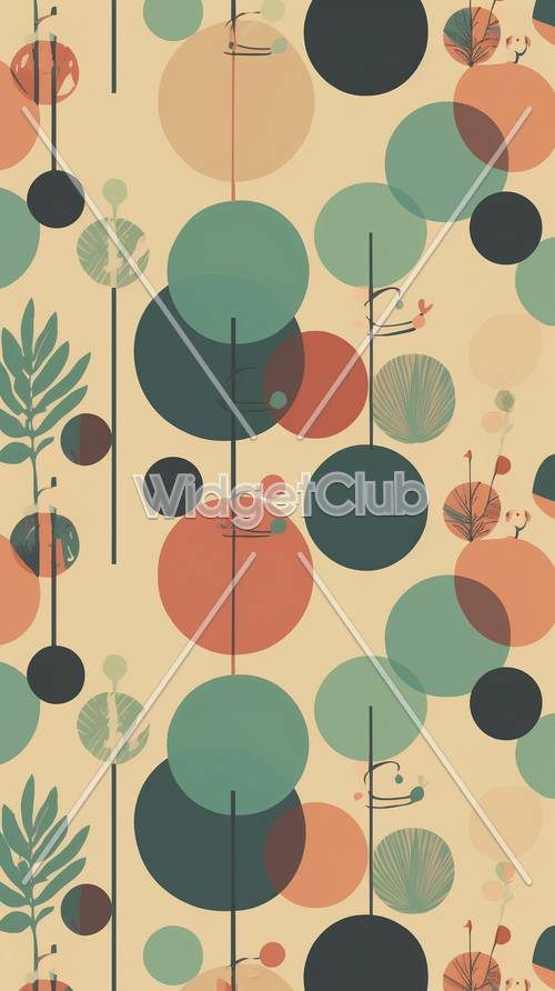 Colorful Circles and Leaves Design Tapet [8fa8e6e3dd094c978e57]