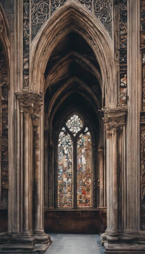 An intricately designed mural capturing the allure of French Gothic architecture. Tapeta [435256ec6e7a4ea18852]