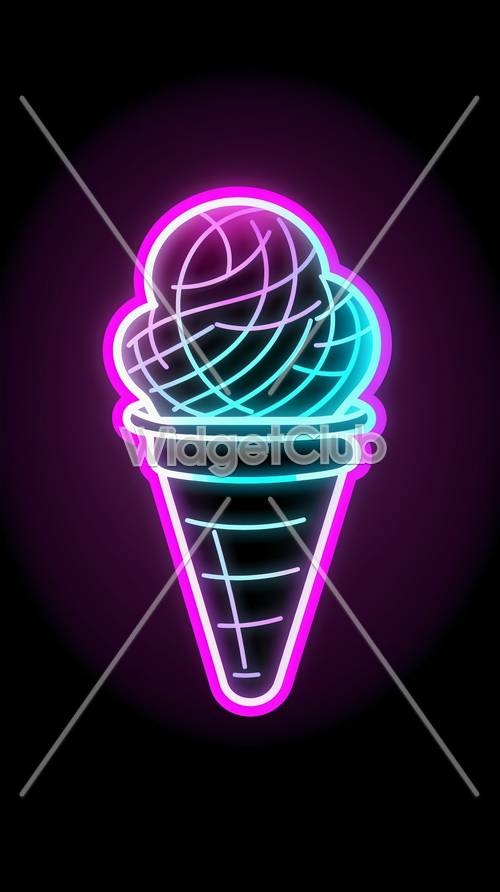 Neon Ice Cream Cone Light Wallpaper[2f819c7b96a24d3b81f8]