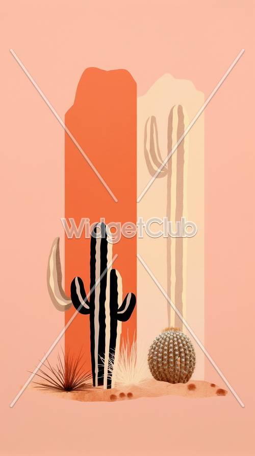 Пустынные кактусы в теплых оттенках