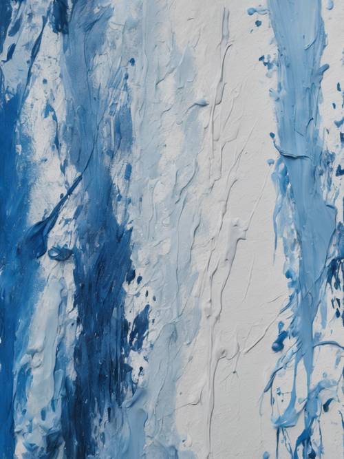 Des traits de peinture bleue profondément texturés apparaissent dans une peinture expressionniste abstraite.