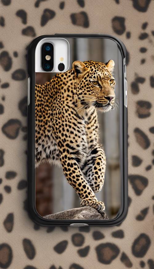 Una funda para teléfono elegante y moderna con un toque preppy del clásico estampado de leopardo.