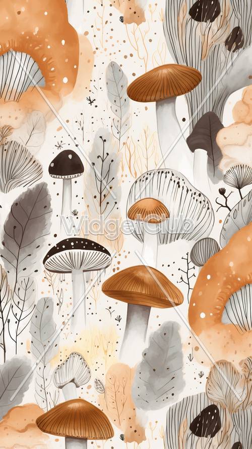 秋季色彩的蘑菇魔法