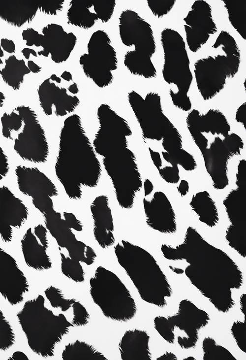 Siluet pola kulit sapi berwarna putih dan hitam, ditata seperti pop art.