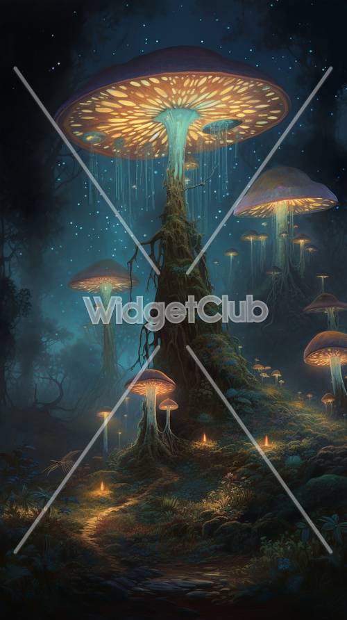 Enchanted Forest with Glowing Mushrooms