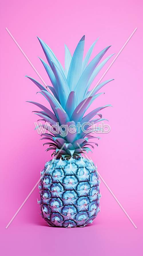 Ananas blu su sfondo rosa