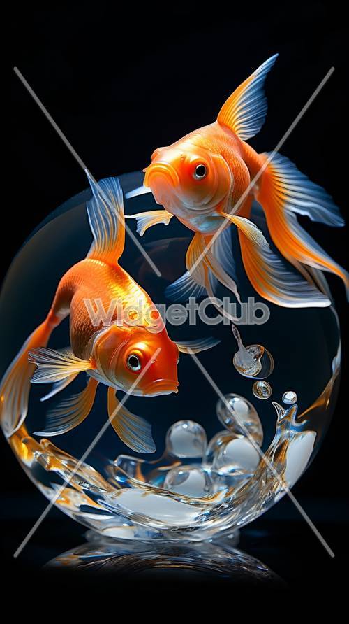 Оранжевая рыба в хрустальном шаре