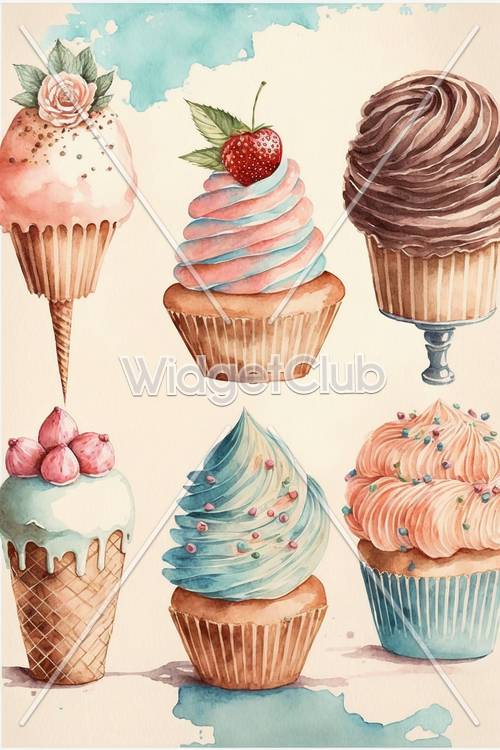 Cupcakes colorés et desserts glacés