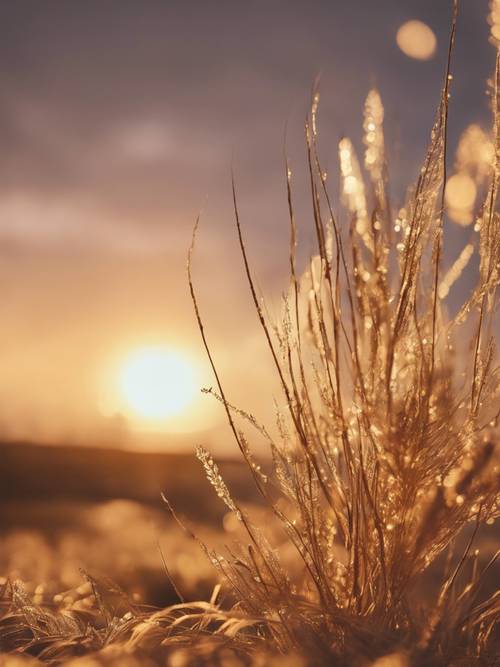 Ein goldenes, vom Sonnenaufgang inspiriertes iPhone 15 Plus mit einem Hintergrund, der zu seinem strahlenden und warmen Schein passt.