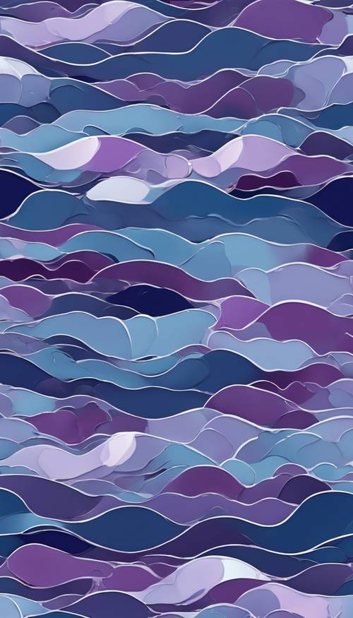 A seamless pattern of fluid shapes in shades of blue and purple, reminiscent of waves in the ocean under moonlight.