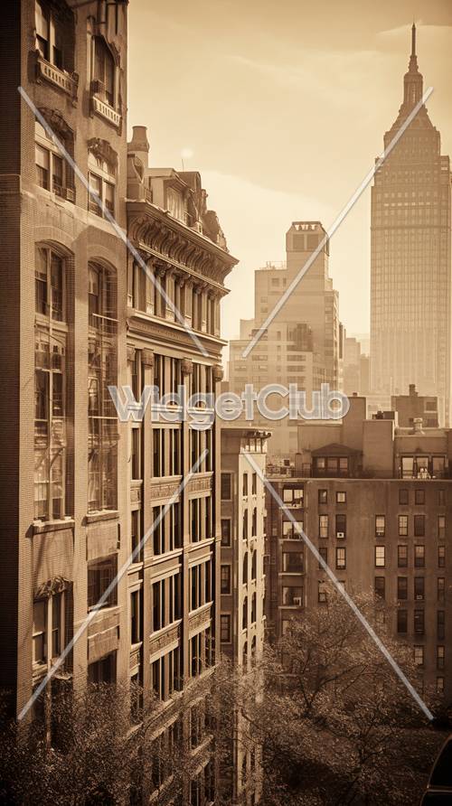 Vintage City View with Old Buildings Tapeta [c523e0fc64f947b08a88]