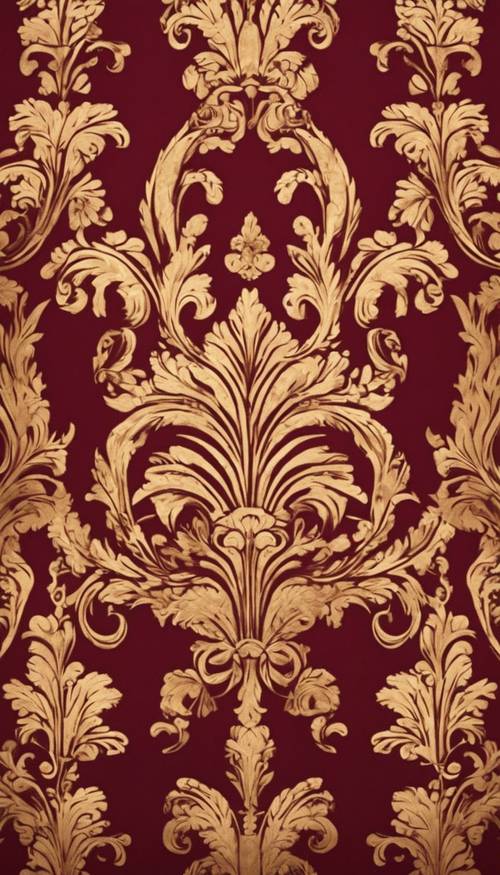 An elegant damask pattern in rich maroon and gold colors.