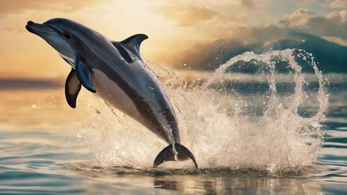 A dolphin leaping joyfully from crystal clear waters with 'I embrace life's adventures' written in the splash. Wallpaper [e9f661cc883b4edfa1d9]