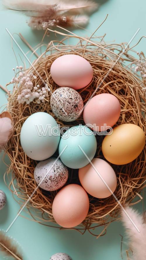 五顏六色的復活節彩蛋巢