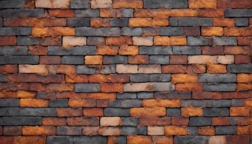 Brick pattern set in a herringbone style, the color of autumn leaves.