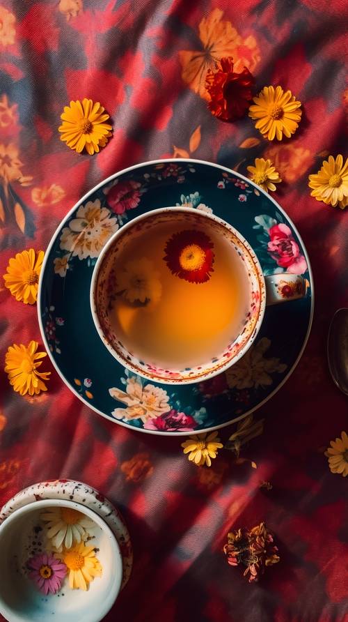 Floral Tea Cup Reflection
