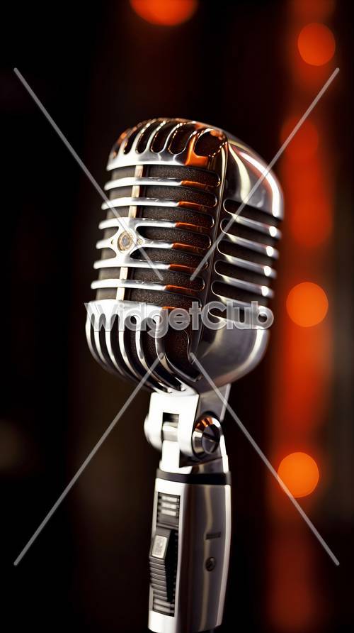 Microphone vintage classique sur une scène sombre et floue