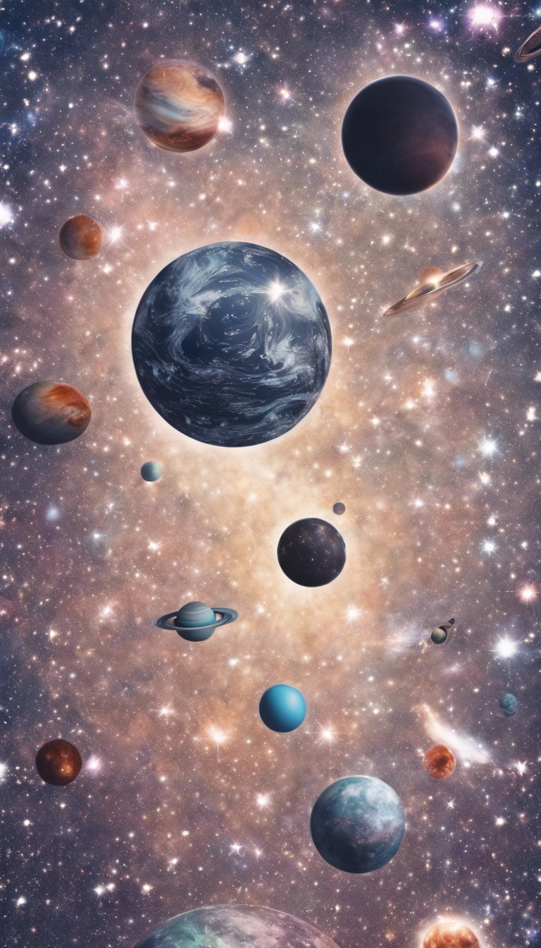 Creating an imaginative, space-themed pattern, complete with stars, planets, and galaxies. Wallpaper[407bce6e15414b529389]