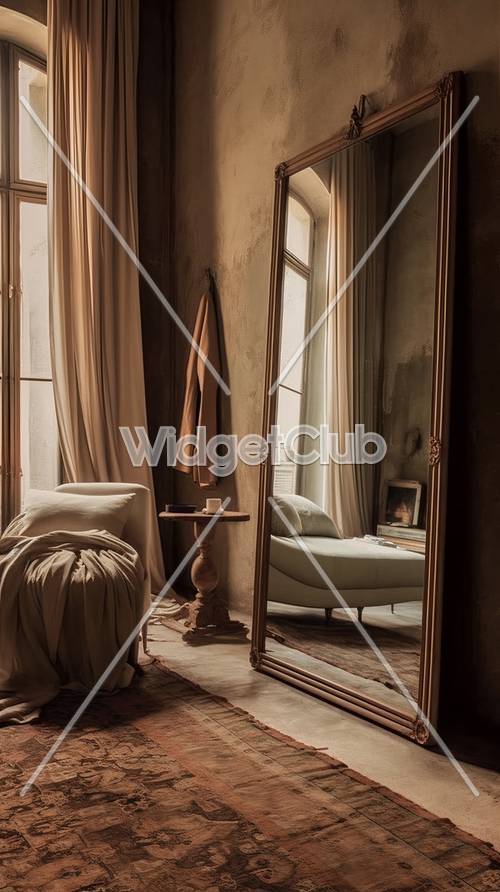 Cozy Vintage Room with Mirror and Sofa