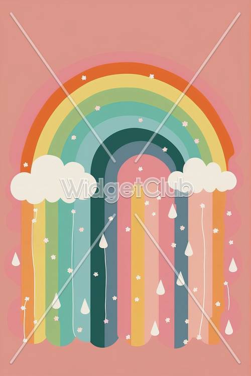 Rainbow and Clouds Cute Design for Kids Background