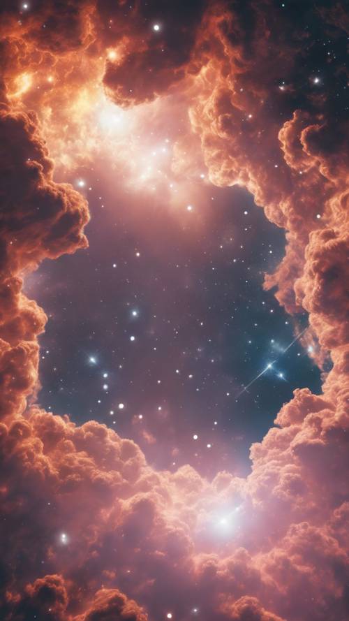 A Y2K star glowing in the dense, cosmic gas clouds. Divar kağızı [1b55704facd84cc0967c]